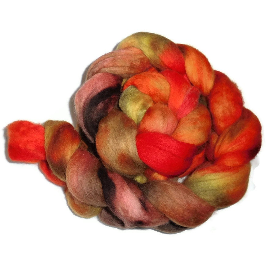Correidale Wool Roving - Handpainted Spinning And Nuno Felting Fiber  - Spring 2013 - Jungle Fever