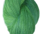 Luxury Hand Dyed Merino Wool Lace Yarn, 2-ply Green  Bluegreen  "Green, Green Grass of Home"
