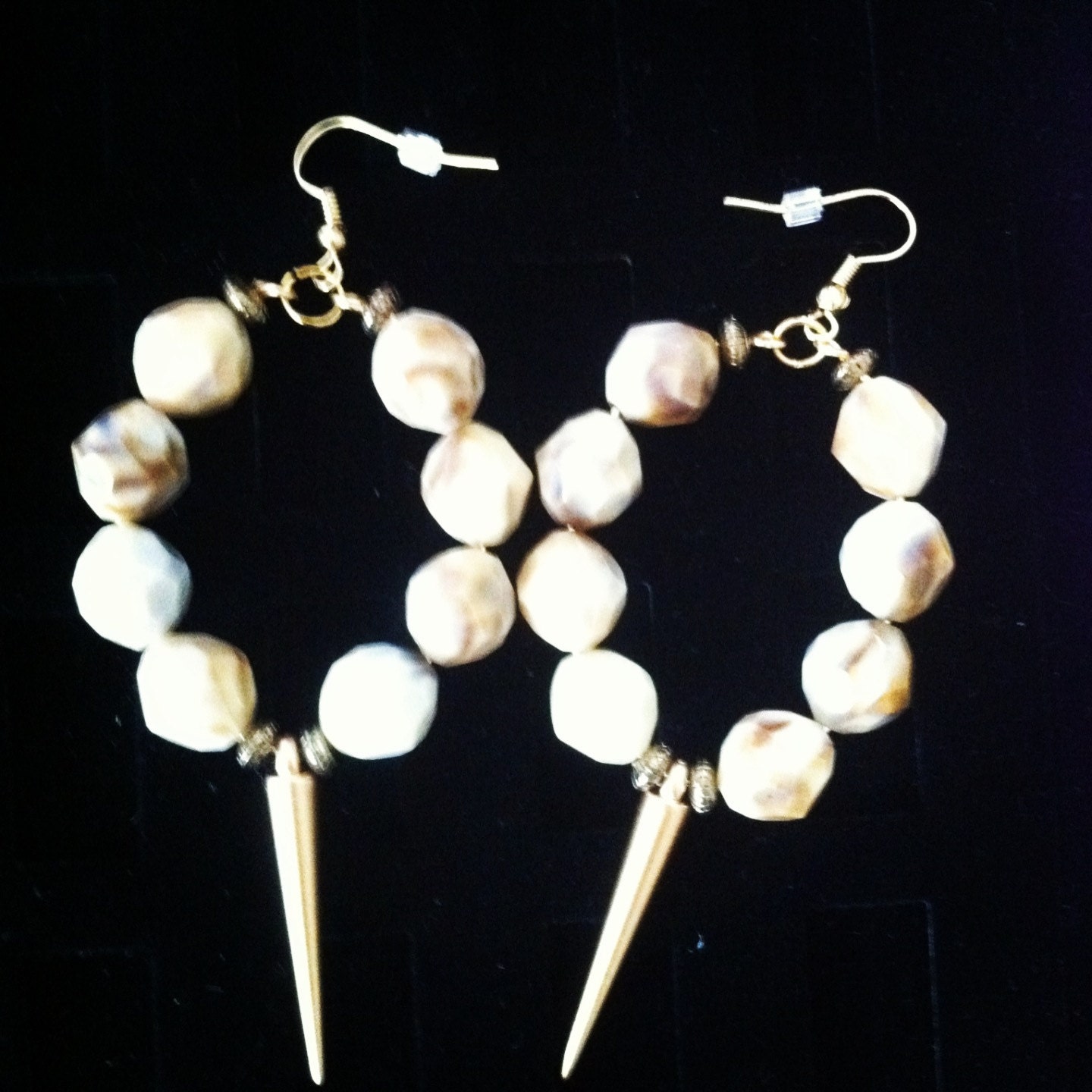 Marble and Matte Spike Bead Earrings