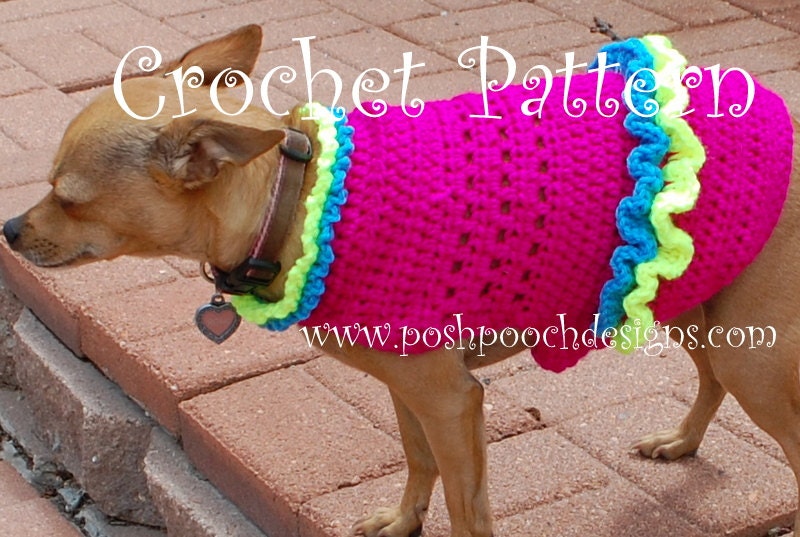 Instant Download Crochet pattern - Dog Summer Fun Suit - Dog Sweater - 2-15 lbs