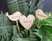 Cake Topper Love Birds with Rustic Heart Custom and Personalized