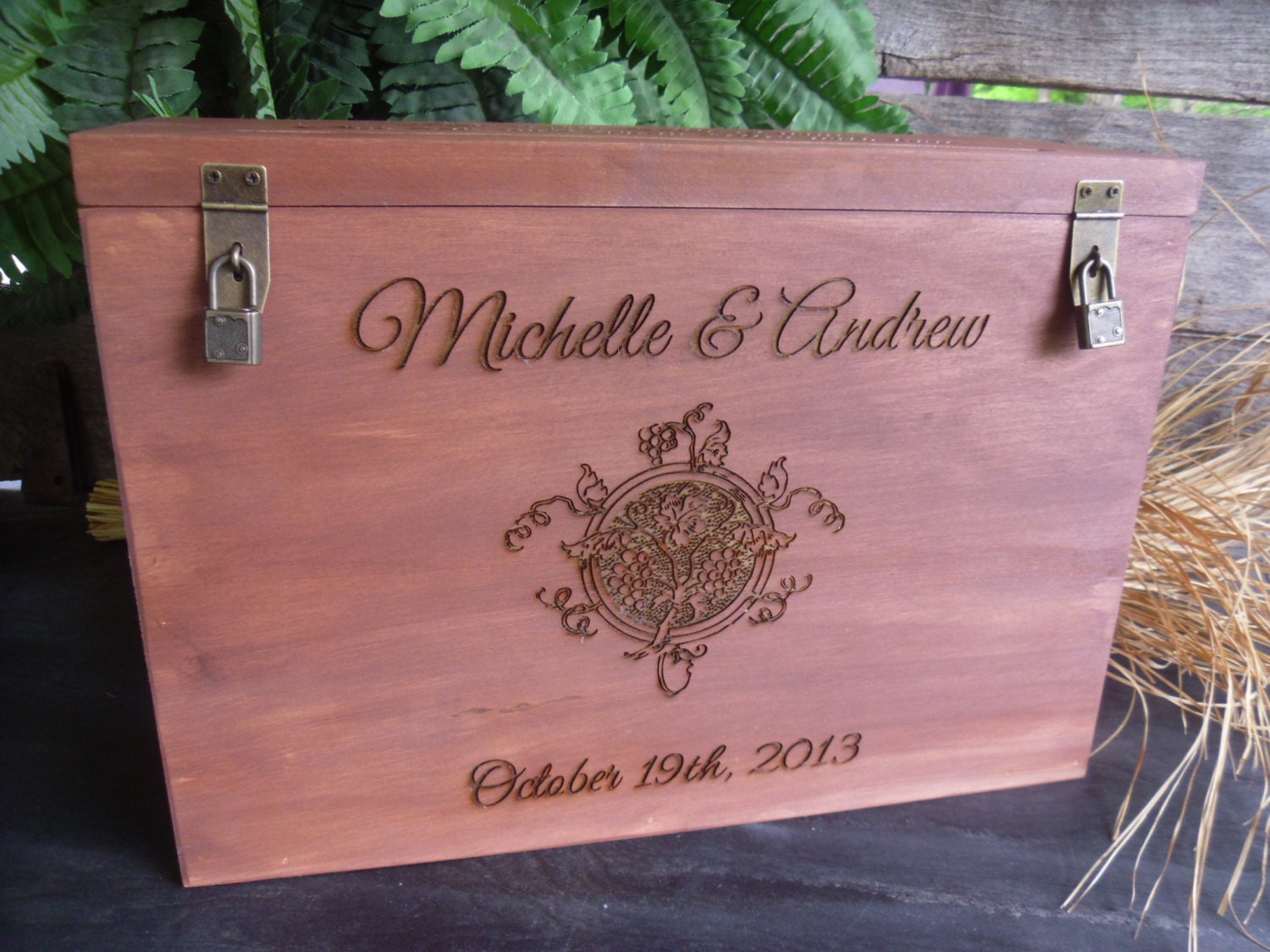 Wedding Wine Box and Card Box Custom Made and Personalized  for Rustic Weddings