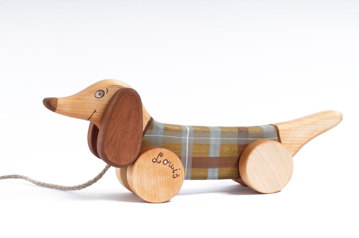 Personalized Wooden Dog eco-friendly pull along toy