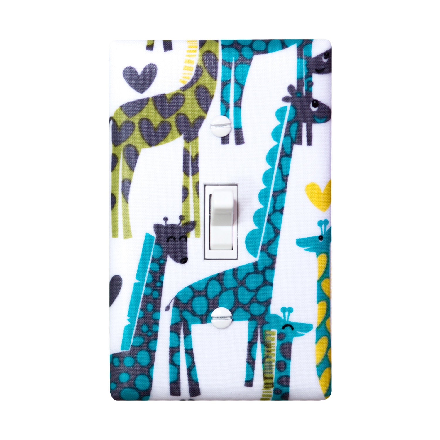 Giraffe Light Switch Plate Cover / Turquoise Lagoon Blue / Children Kids Room / Baby Boy Nursery Decor / Michael Miller