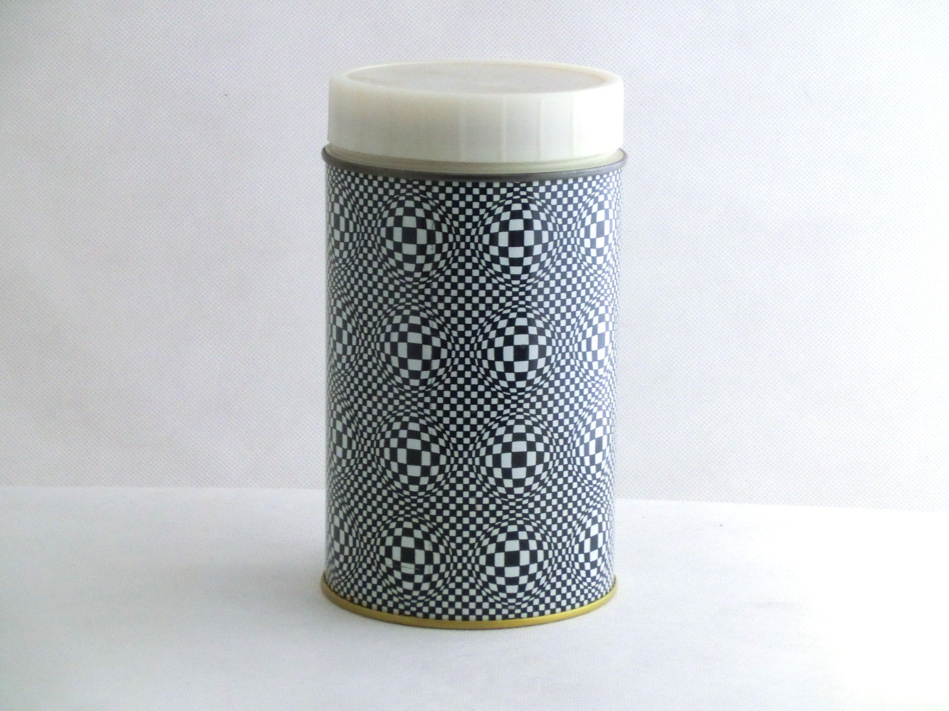 Vintage black and white thermos from Poland 70s
