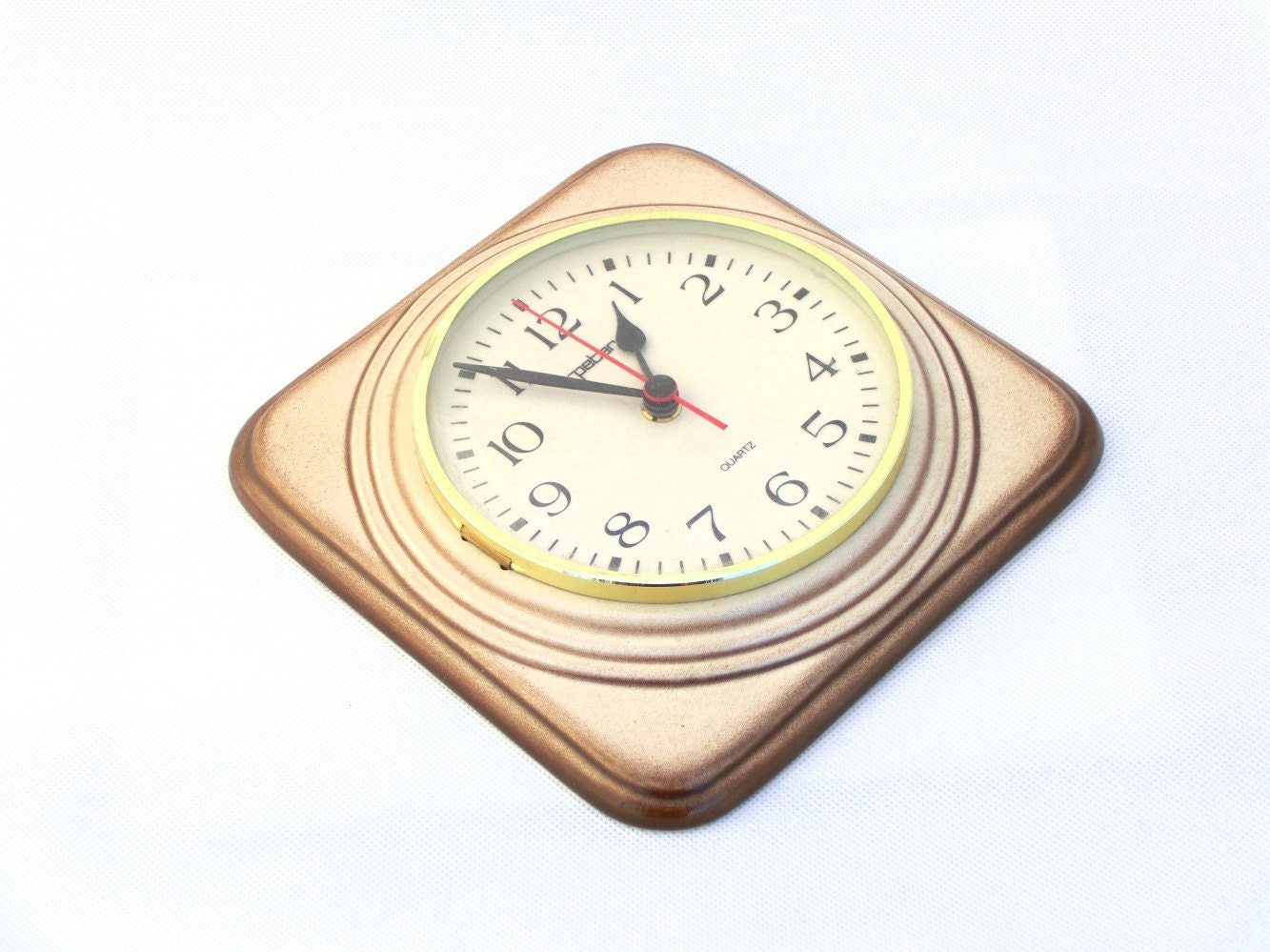 Vintage wall clock ceramic - flamed cream color - from Germany