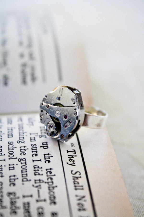 Silver Vintage Steampunk Ring - Made in NZ