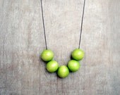 Geometric Necklace /Apple Green Necklace/  / Wooden Necklace/Boho Necklace