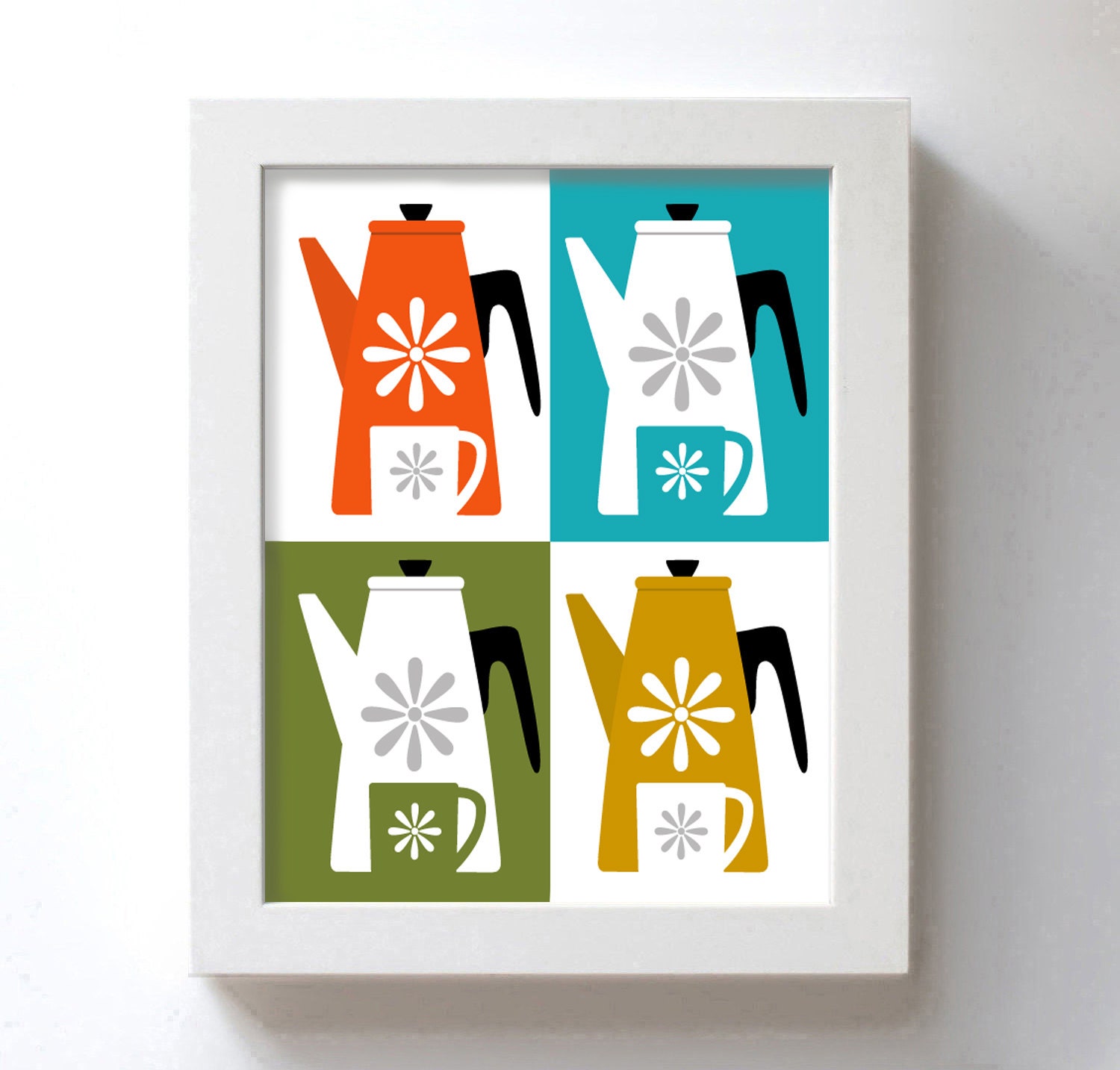 Mid Century Modern - Kitchen Art - Cathrineholm  - Retro Kitchen Decor - Coffee Art