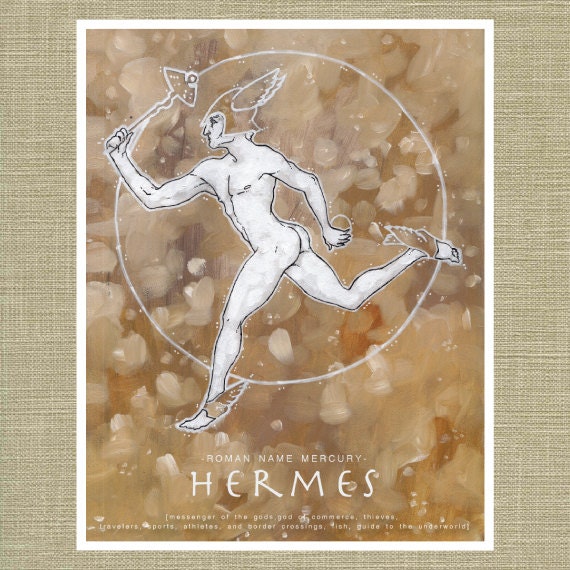 Hermes and Mercury the Messenger of the Gods - Olympians Art Print 11 x 14