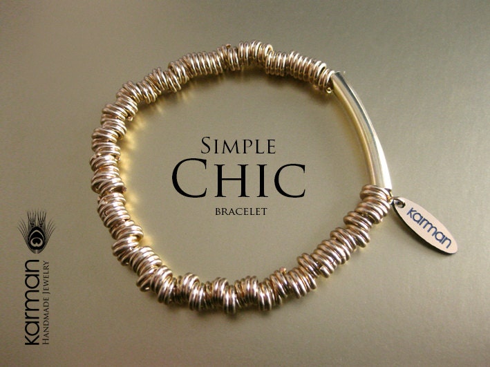 Simple Chic - Gold tone Stretch Bracelet.