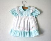 Vintage Little Miss America Baby Toddler Dress, Aqua Blue Size 24 Months 2T