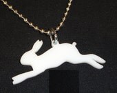 WHITE RABBIT Bunny Pendant Bead Chain Necklace Punk Emo Scene