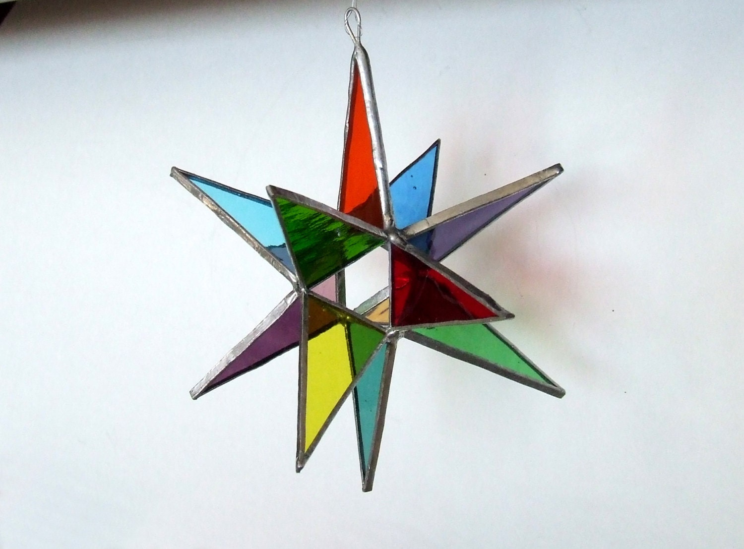 Rainbow Stained Glass Moravian Star 3D Multi-Colored