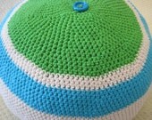 Handmade Crochet Floor Pouf, Pillow, Cushion, Turquoise and Green,