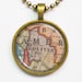 Bolivia Map Necklace -Vintage Map of Bolivia, 1940 -Vintage Country Map Necklace