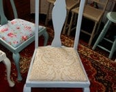 Tall elegant shabby chic handpainted tall Queen Anne vintage chair