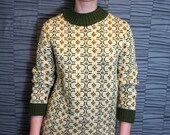 50% off summer SALE Vintage Handmade Unisex Kaleidoscopic Pattern Knit Sweater