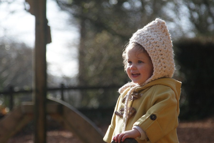 Kids Pixie Hood - Crochet Hood Hat for Kids - Chunky Crochet Hood for Children - Easter Bonnet