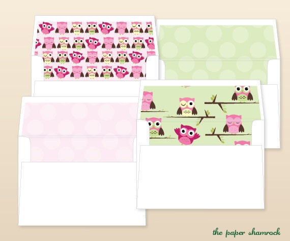 Owl Theme Envelope Liner, A7 Envelope Liner, Baronial Envelope Liner Il_570xn