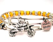 Dirt Bike Set of two beaded bangles charm bracelet