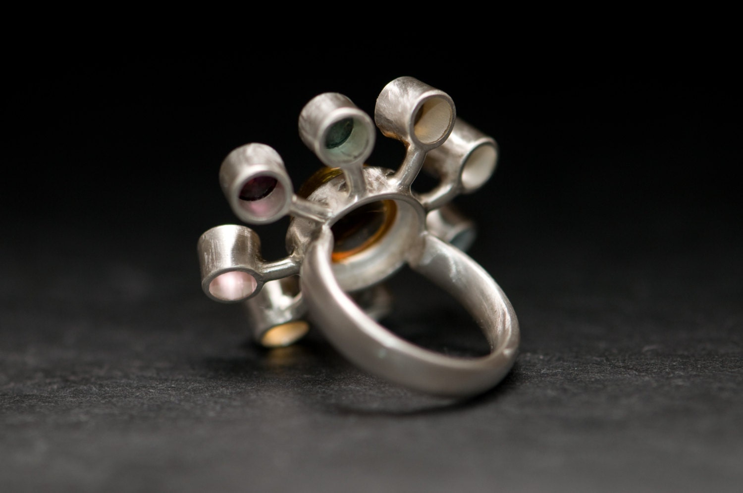 Solar System Ring - Amathyst Citrine Emerald Tourmaline Ruby Peridot Aquamarine Topaz Set in Sterling Silver Ring - Its out of this world