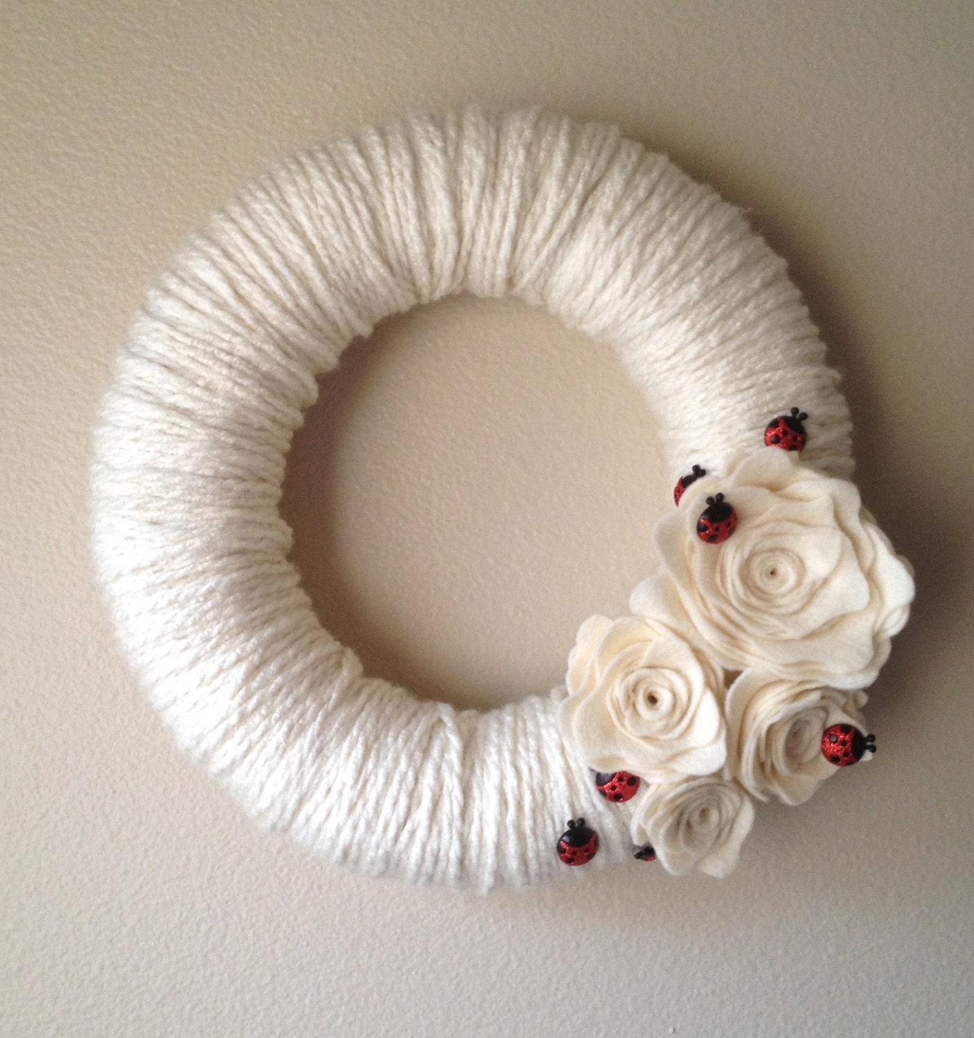 Yarn Wreath Handmade Felt Decoration- 12 inch