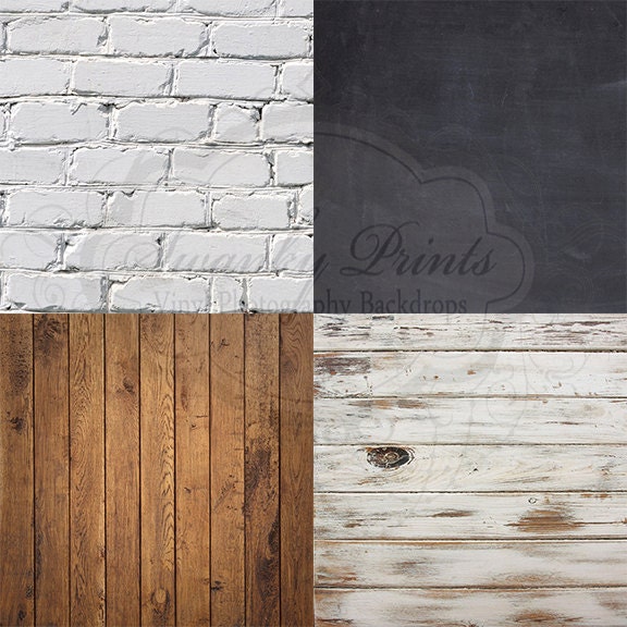 SAMPLE PACK / FOUR 12" x 12" Mix and Match Wood Floordrops / Vinyl Photography Backdrops for Product Photos
