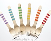 Hand Stamped Forks-25 untensils- Rainbow stripes- 25 hand stamped utensils in a rainbow colors-rainbow birthday-25 count Il_170x135