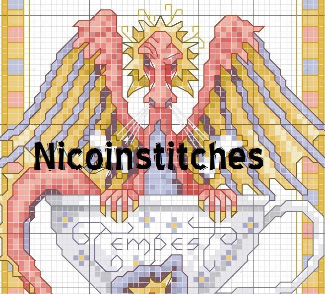 Pink Dragon Tempest cross stitch pattern -PATTERN ONLY