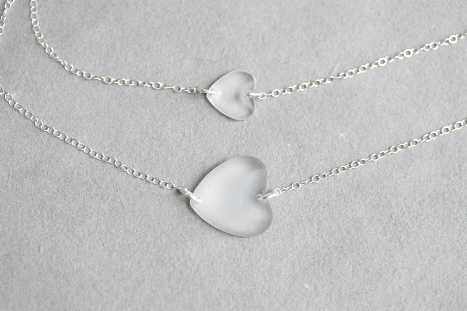 Heart of Glass Necklace on Sterling SIlver - Large