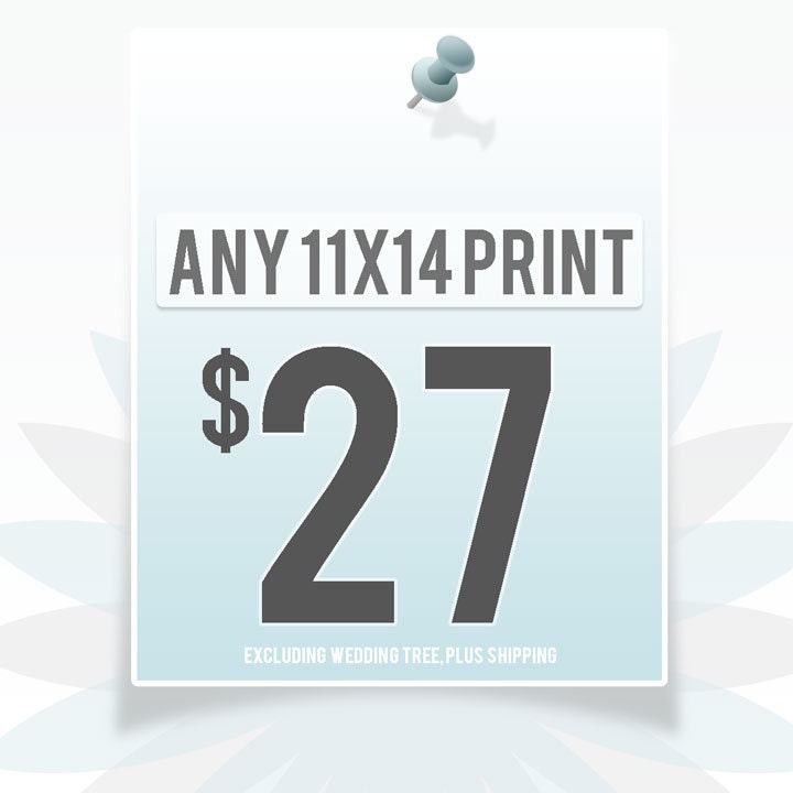 Any print - 11" X 14" (excluding Wedding Tree)