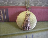 SALE Vintage Bunny Rabbit Locket copper bunny locket gift for her easter gift