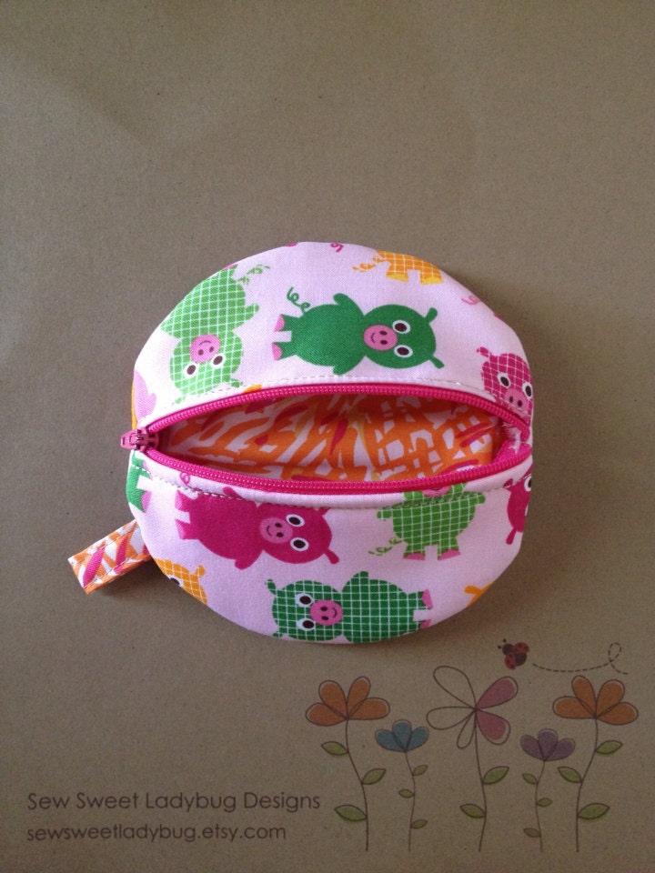 Paci Pod in Robert Kaufman Fabric Ann Kelle Urban Zoologie Baby Pigs Dear Stella Meet Me At Sunset Baby Girl Paci Pod Ready to Ship