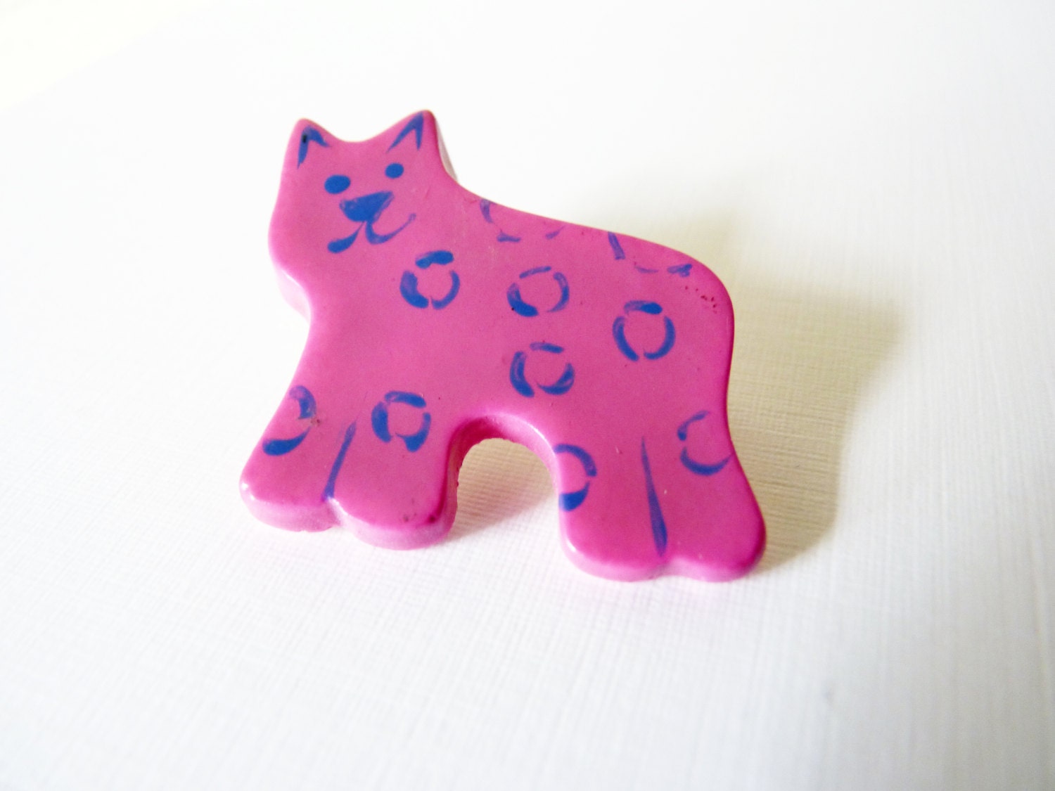 Pink & Blue Small Cat Vintage Pin Brooch