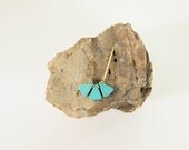 NEW Turquoise Necklace : Triple Turquoise Triangle with Brass and Gold