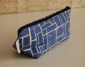 Handmade white and blue pencil case made out of linen/cotton