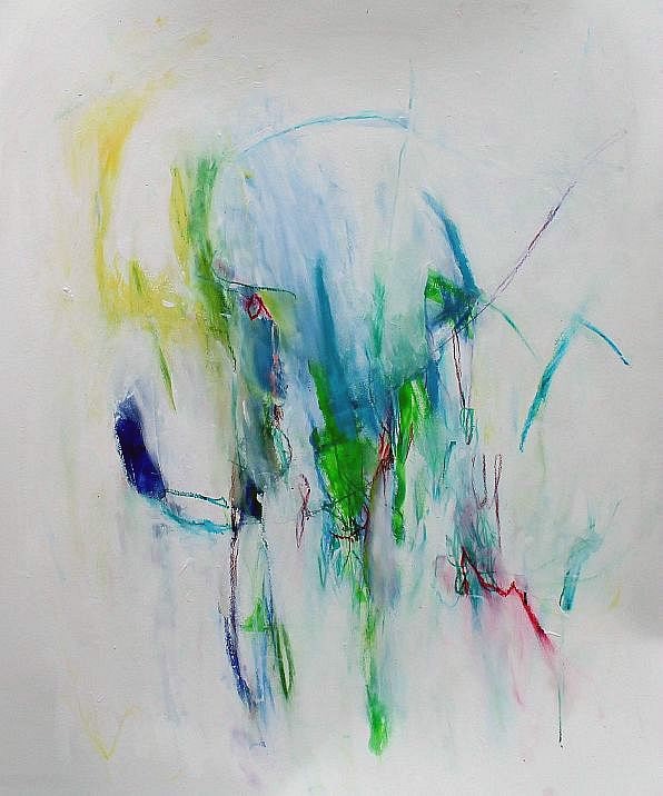 Abstract Painting Expressionist Blue Green "Pools and Shadows"