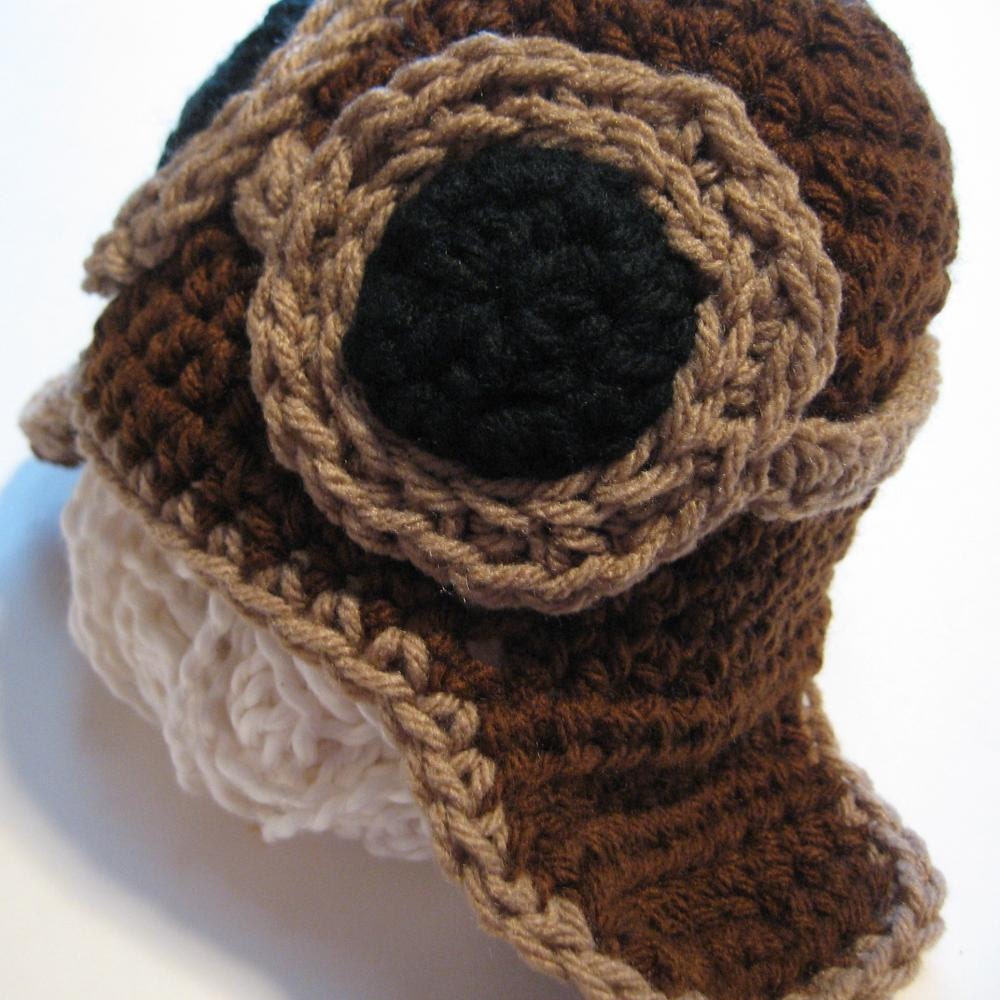 Newborn aviator ear flap hat.  Photo prop for babies.  Ready to ship.  Brown aviator, bomber, pilot hat.