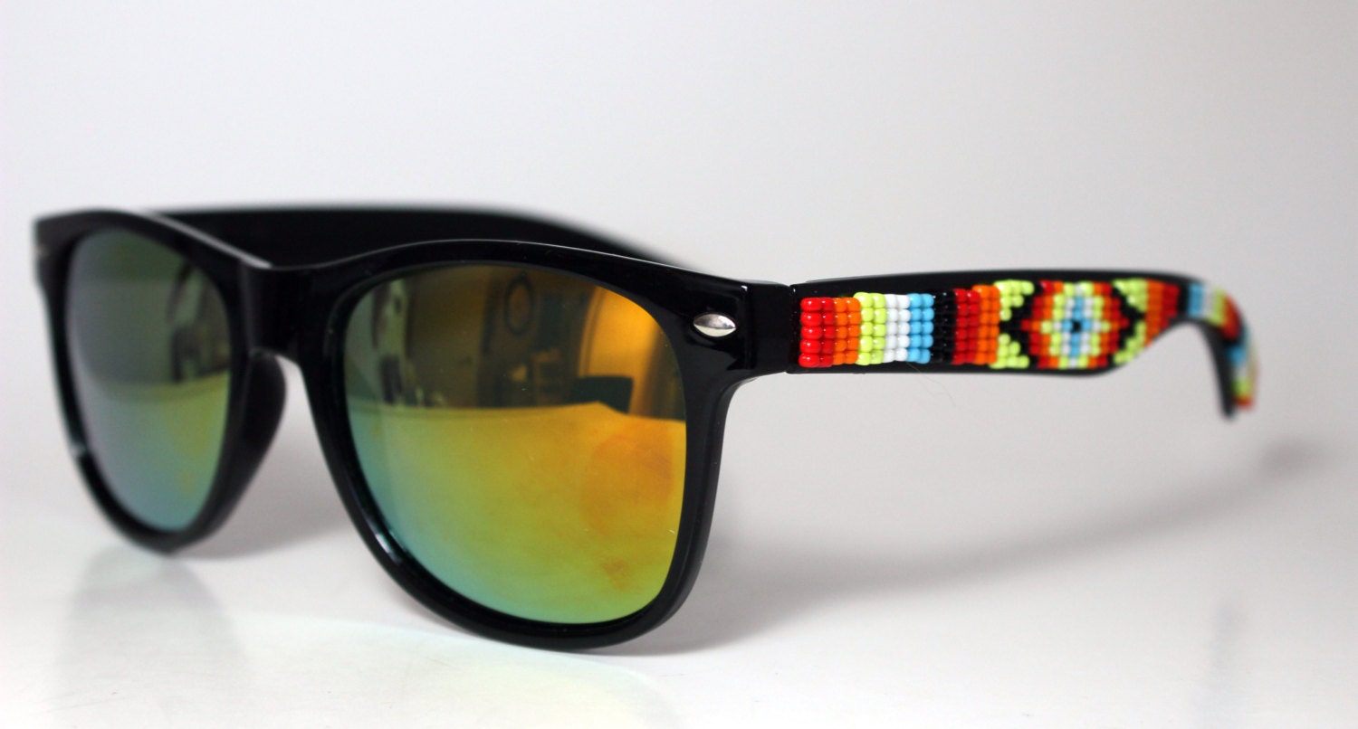 Beaded Sunglasses Neon Mirror