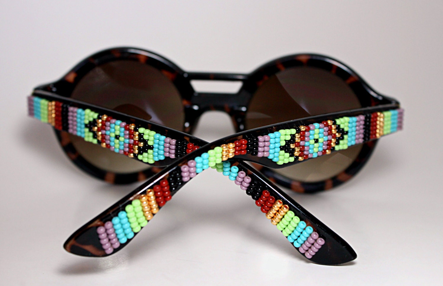 Hand Beaded Sunglasses Vintage Round