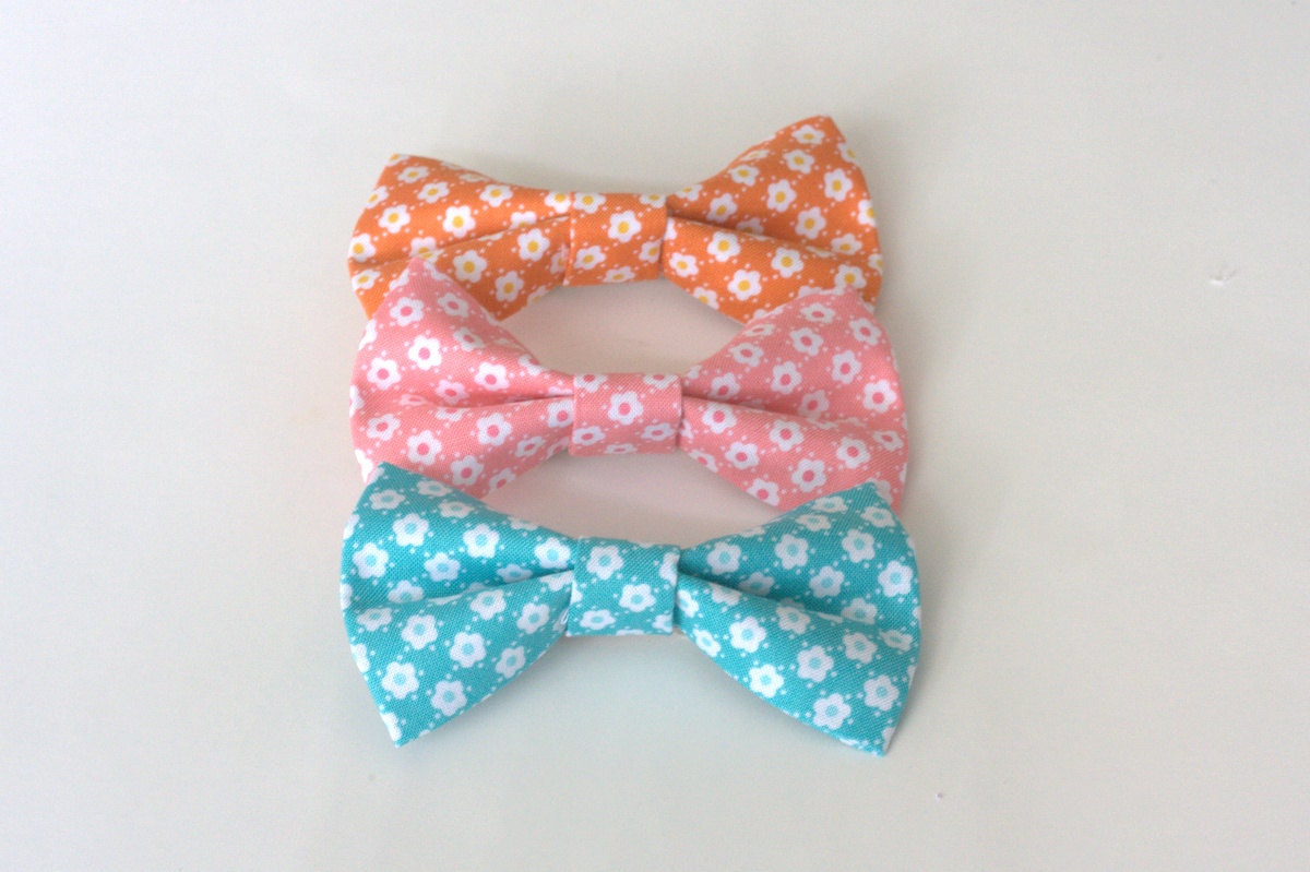 Hair Bow / Clip on Bow-Tie - Small Flower - Choose One