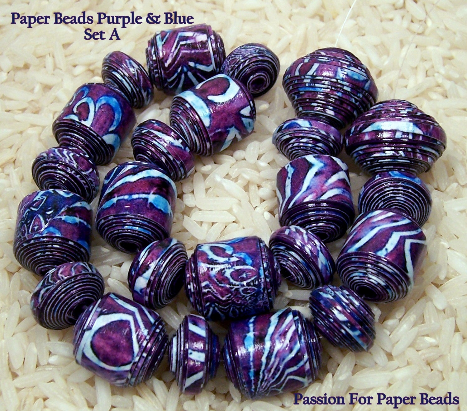 Paper Beads Purple And Blue Set A