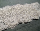 White embellished lace bridal garter