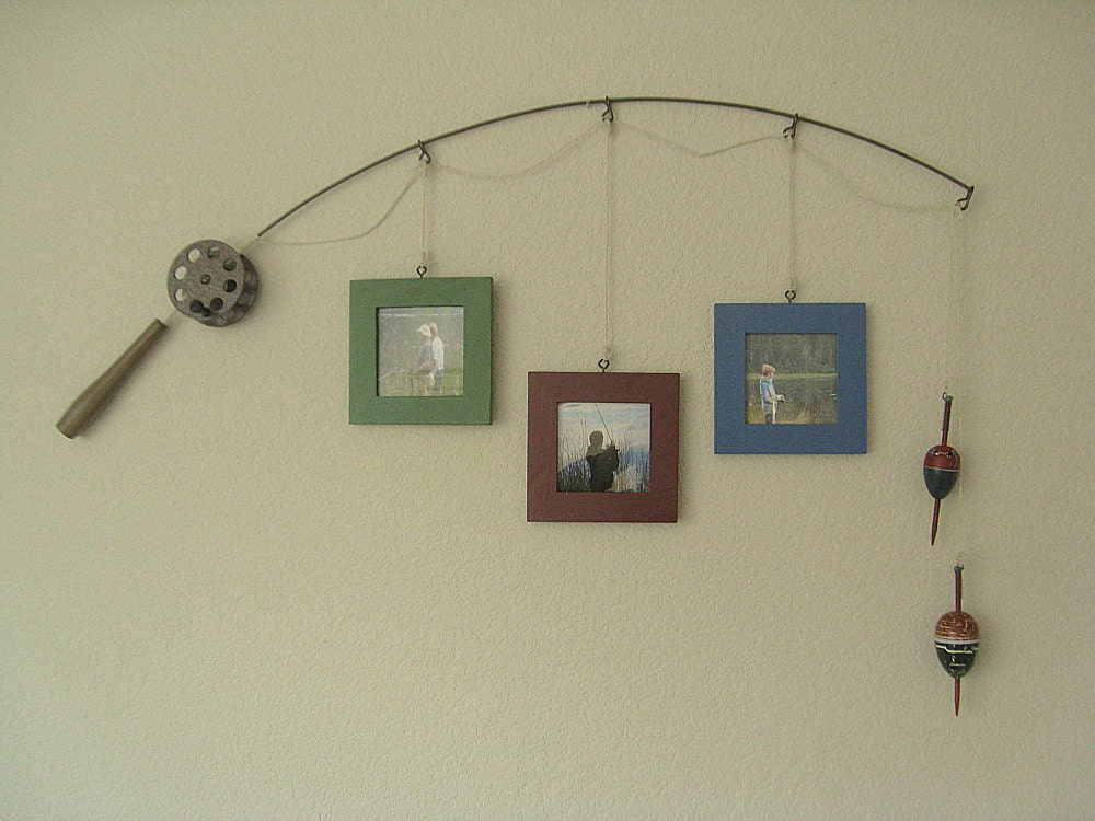 Fishing Photo Frame - Metal Brown - 3 Frames