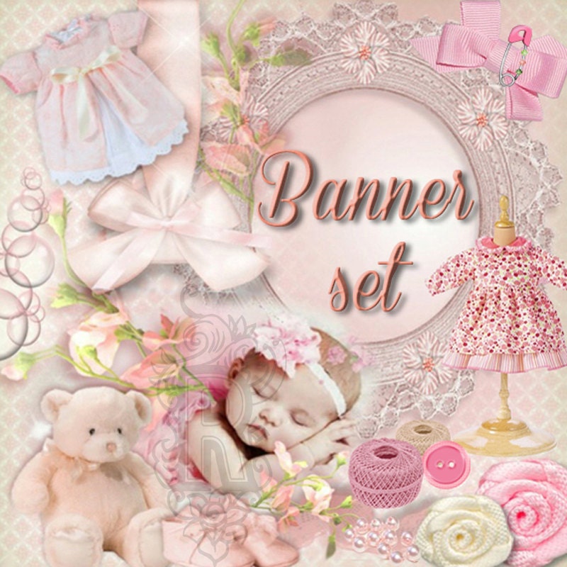 Shop Banner Avatar Blog Set 9 pieces and matching business card(printable)-baby clothing