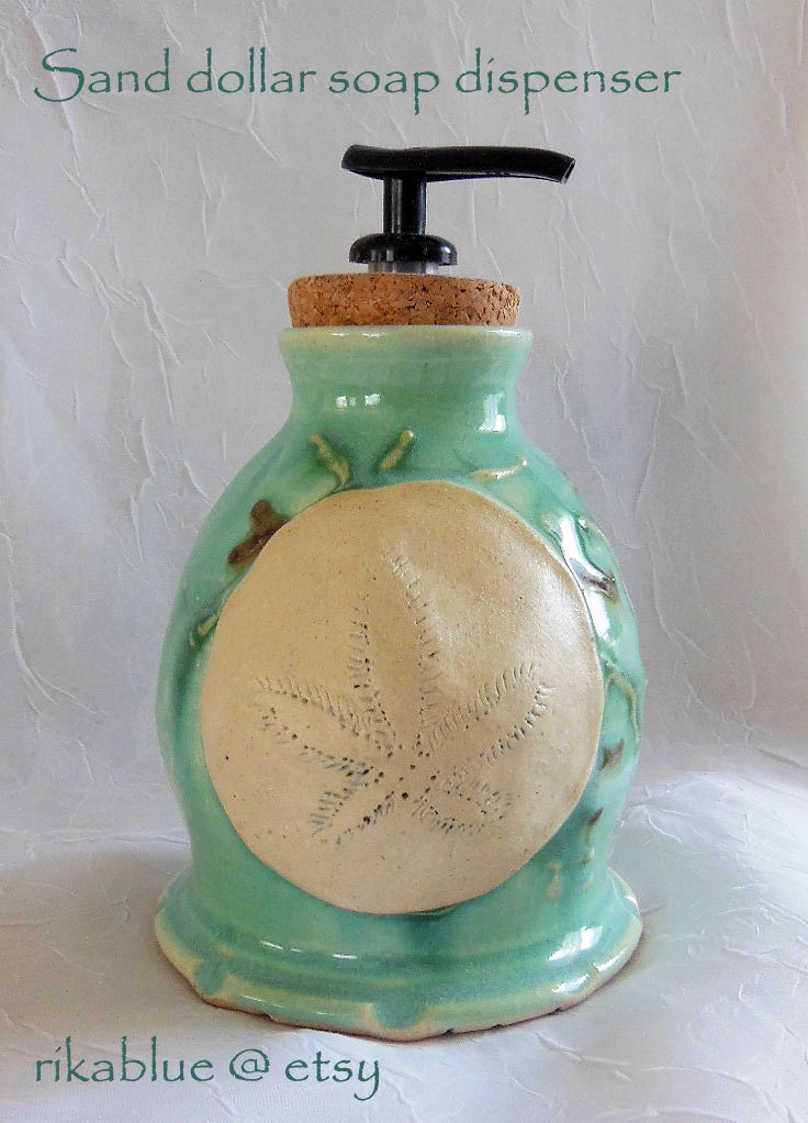 Sand dollar Lotion Soap Dispenser Pottery