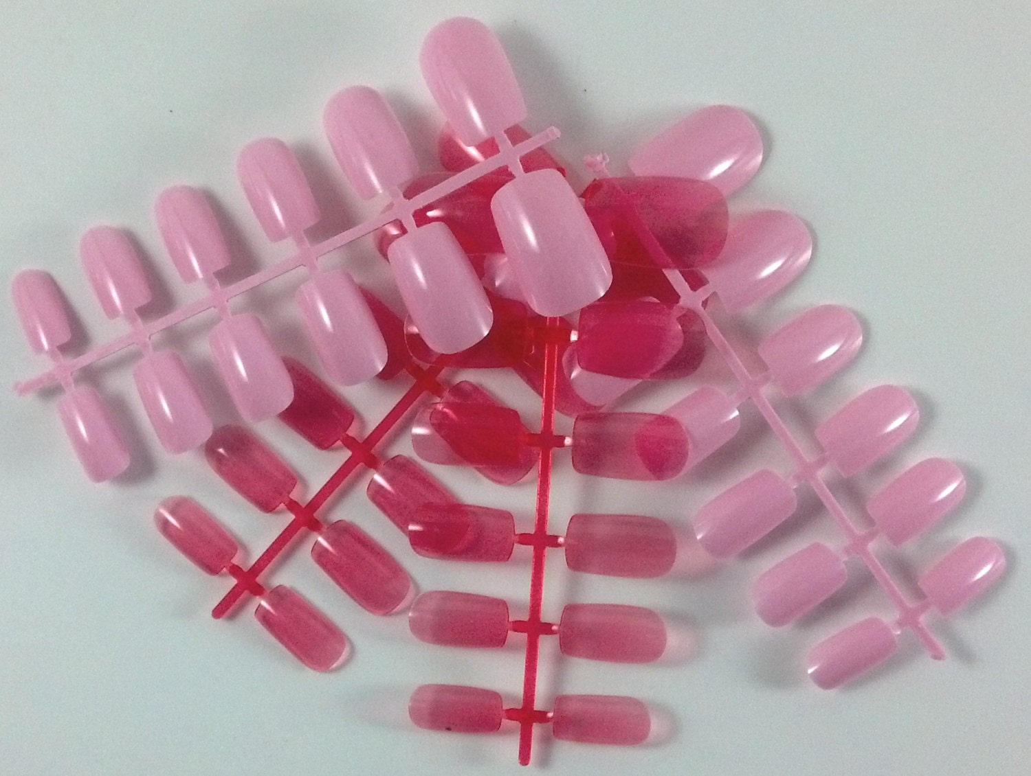 Bright Pink Duo of Fake Nails for DIY Nail Art  / Nail Spine / False Nails / Blank Nails