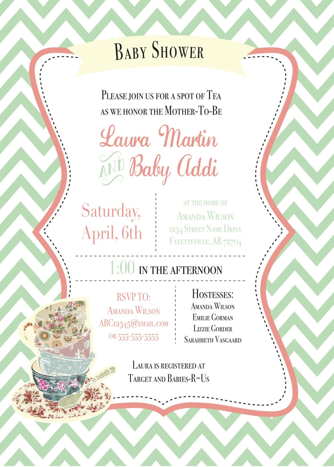 Tea Party Baby Shower Invitation
