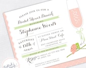 Champagne Bridal Shower Invitation - pink, peach, green - Custom Bridal Shower Invite - DEPOSIT or digital delivery option Il_170x135